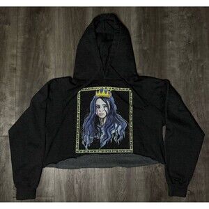 Billie Eilish Dark Gray Hoodie Sweatshirt Heavyweight Cotton XL Crop Top